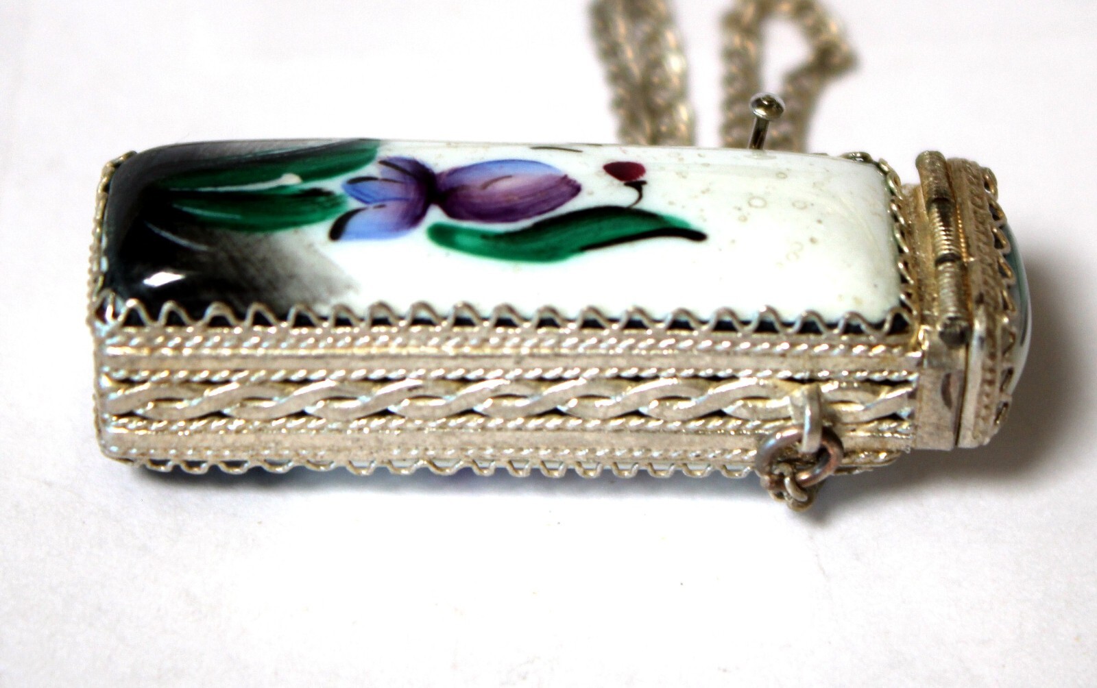 Vintage Enamel Hand Painted Russia Finift Jewelry Necklace-Locket 3 Variation#80