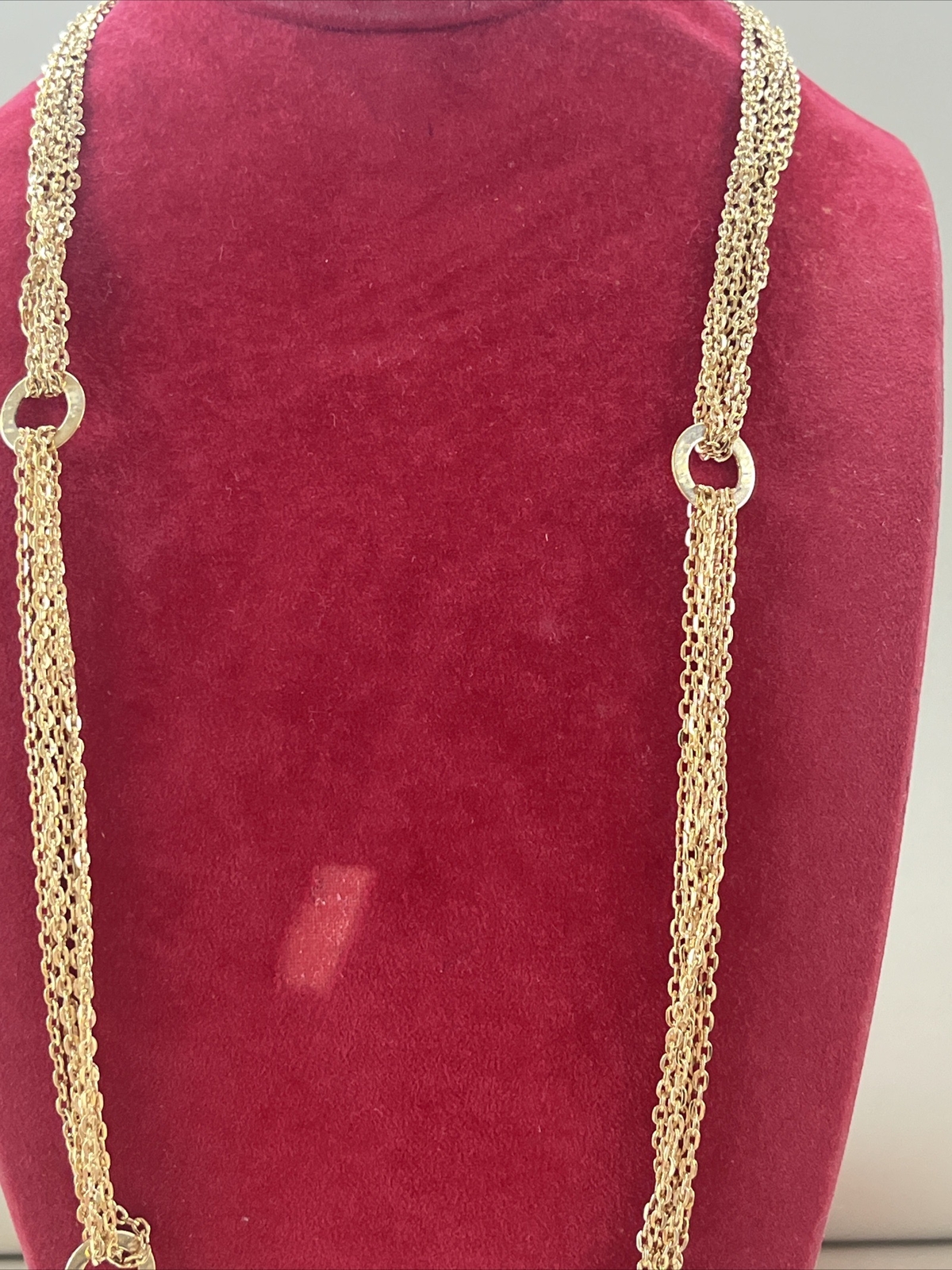 Vintage Extra Long Multi chain Mesh Tassel Fish Hook Clasp Dangle Double Reverse