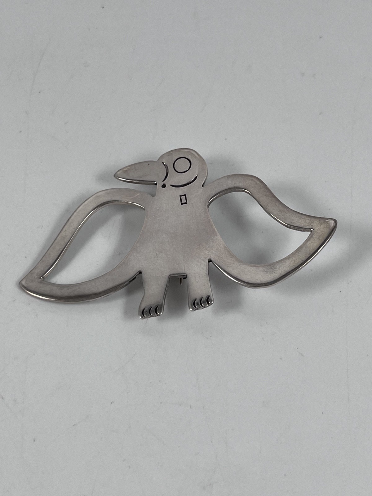 VINTAGE FORBES STERLING SILVER MODERNIST TUNDERBIRD PENDANT PIN BROOCH