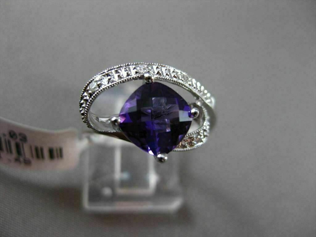 ESTATE LARGE 1.52CTW DIAMOND & AAA AMETHYST 14KT WHITE GOLD FLOATING 3D RING