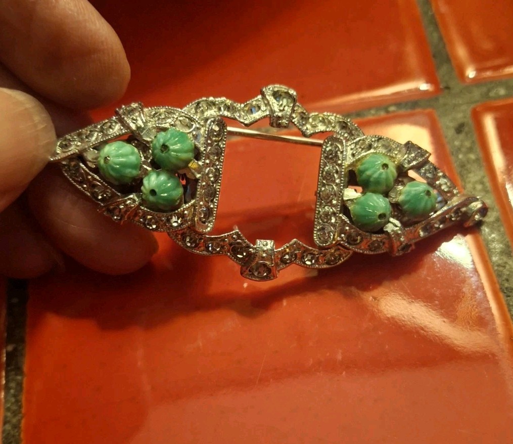 Vintage Art Deco Modular 3-n-1 Piece Convertible Brooch Pin & Shoe Clips 1930’s