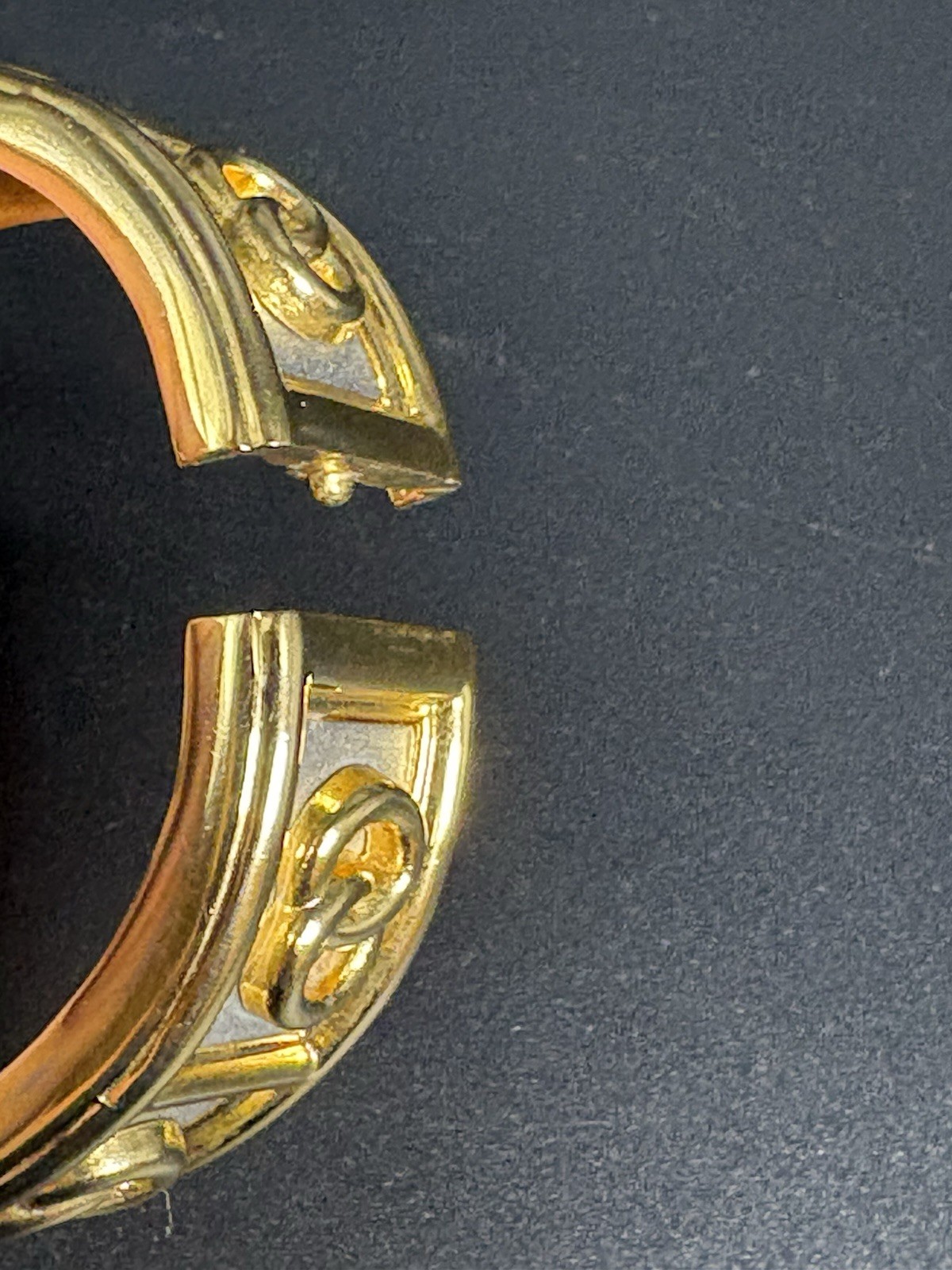 Vintage Twin Ring Gold Tone Mid Century Bangle Bracelet