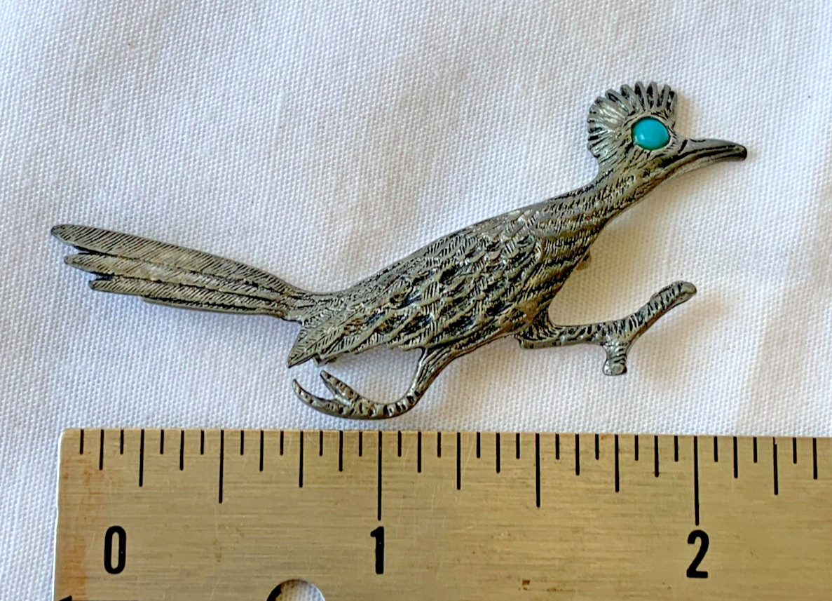 2 Roadrunner Pins Silver-tone South Western Jewelry 1-J. Ritter & 1-Foritt
