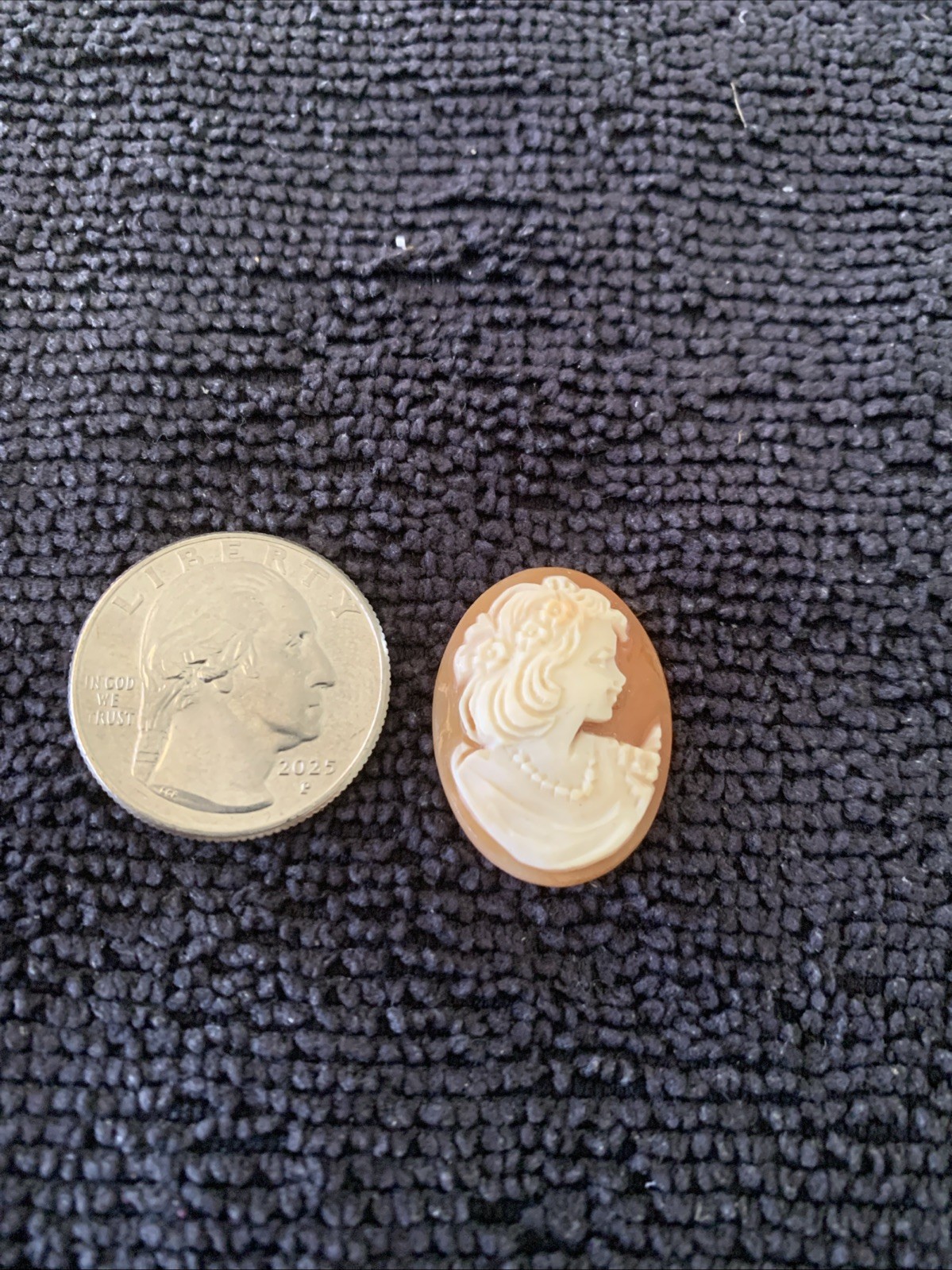 Vintage Hand Carved Classical Lady Portrait Shell Cameo Loose (Set Of 2)