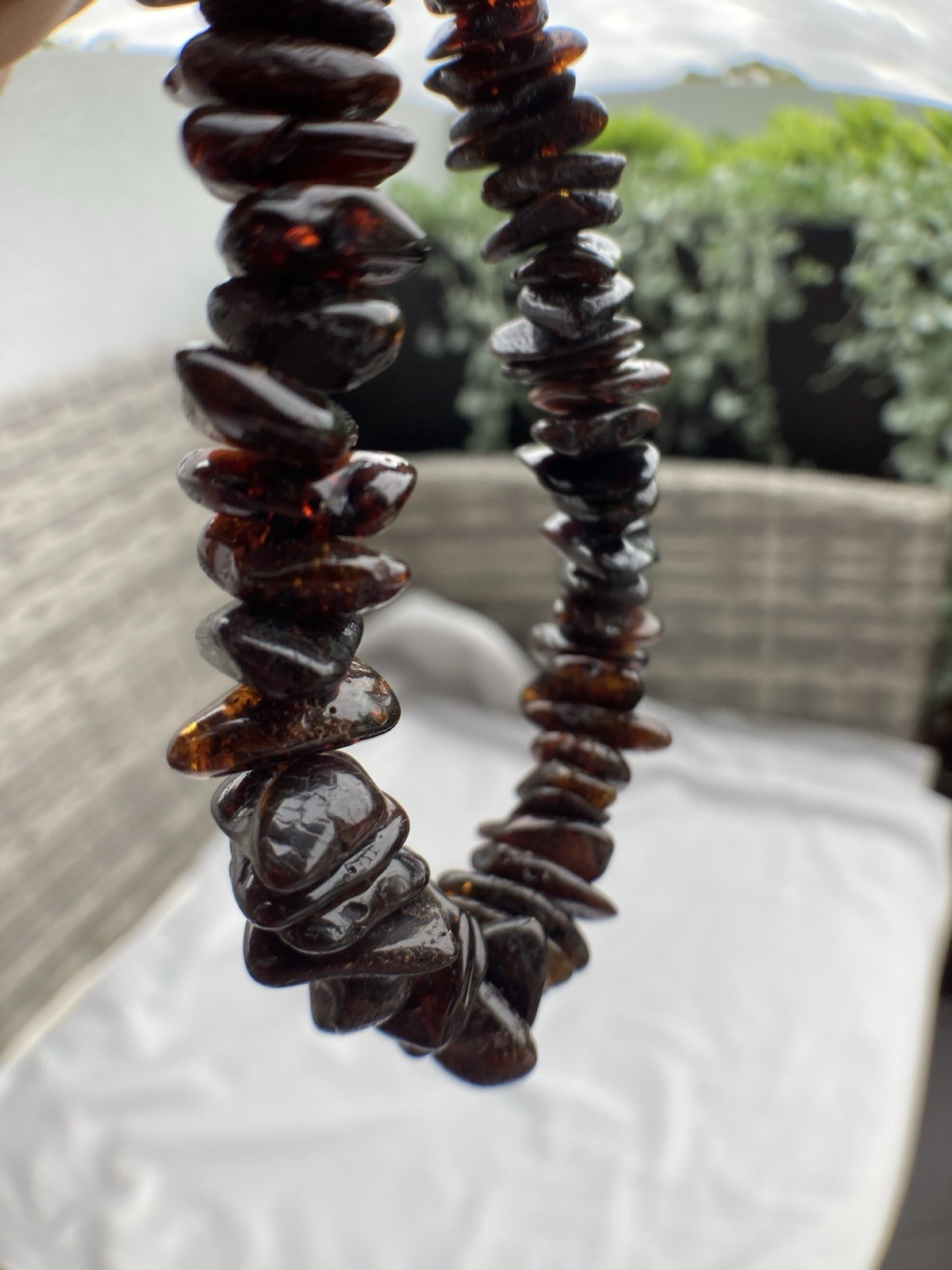 Natural Dark Amber Necklace 45 cm, 33 g, Solid Amber