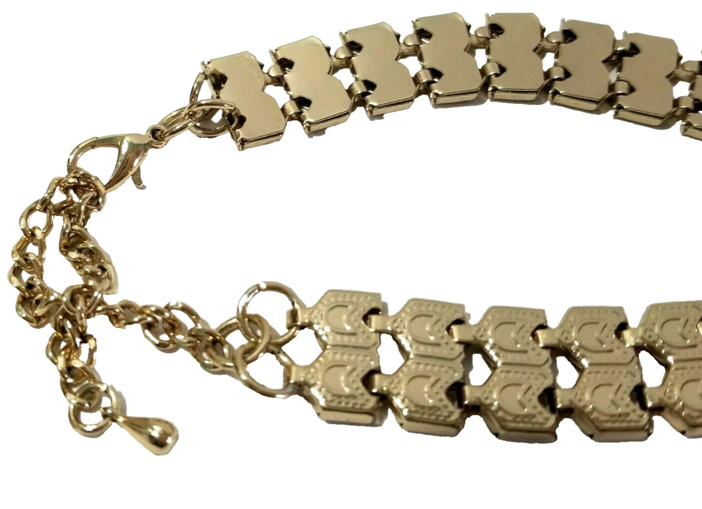 VINTAGE ALUMINUM GOLD TONE FANCY SCROLLED LIGHT WEIGHT NECKLACE FASHION
