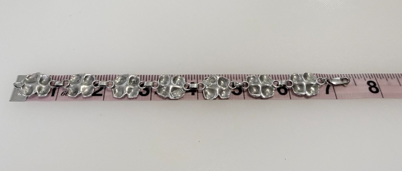 Carol Felley Sterling Silver Flower Link Bracelet 7.25 in Vintage 1988