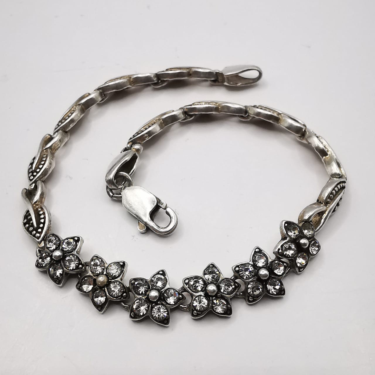 Vintage Beautiful Bracelet Jewelry,925 Sterling Silver, Handmade,Zircon, 10,80g