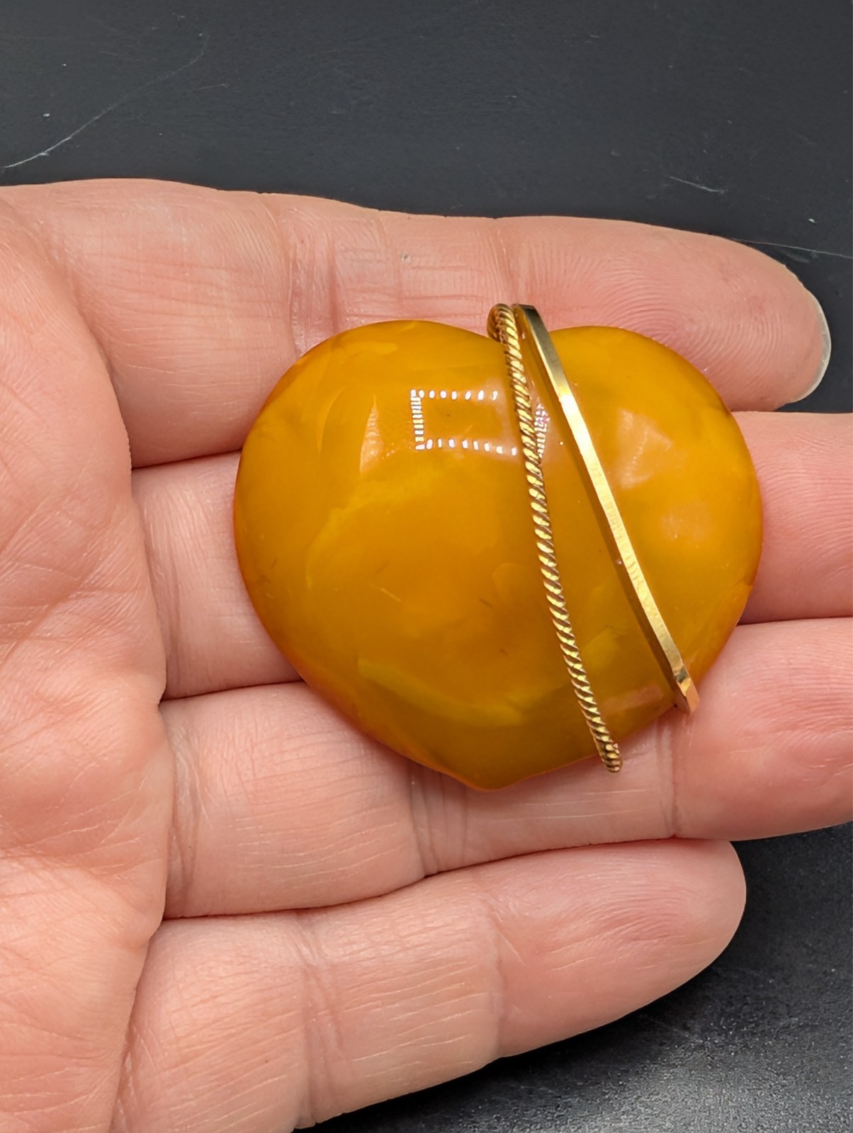 Vintage Amber Guild Heart Shaped Brooch Pin 12K Gold Filled