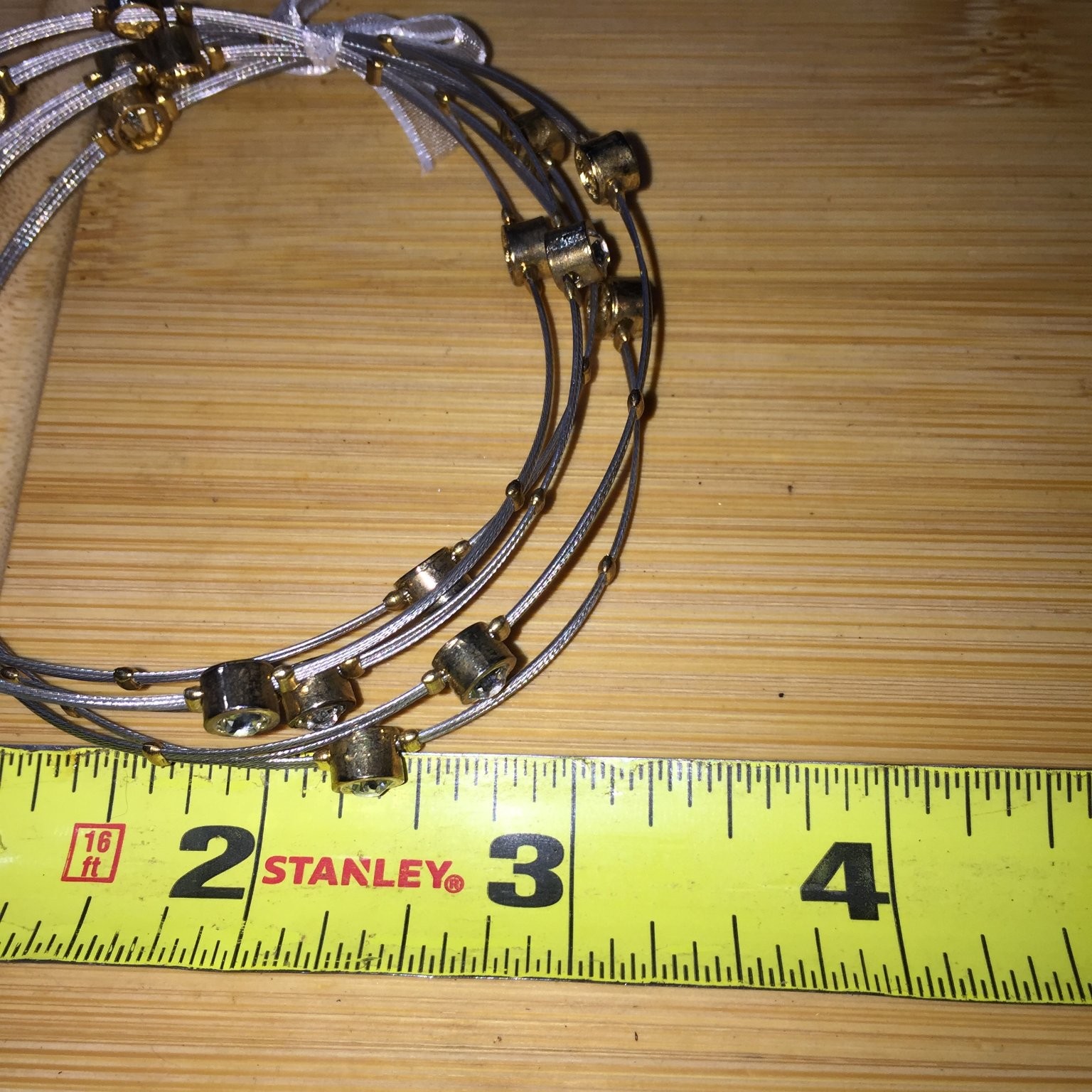 Multi-Strand Wrap Bracelet Bezel Set Clear Stones