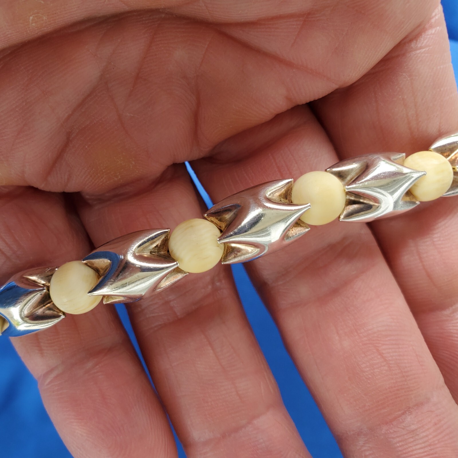 Original STERLING SILVER 925 Deco Necklace 64 Gr Vintage Designer Chain 24″ inch