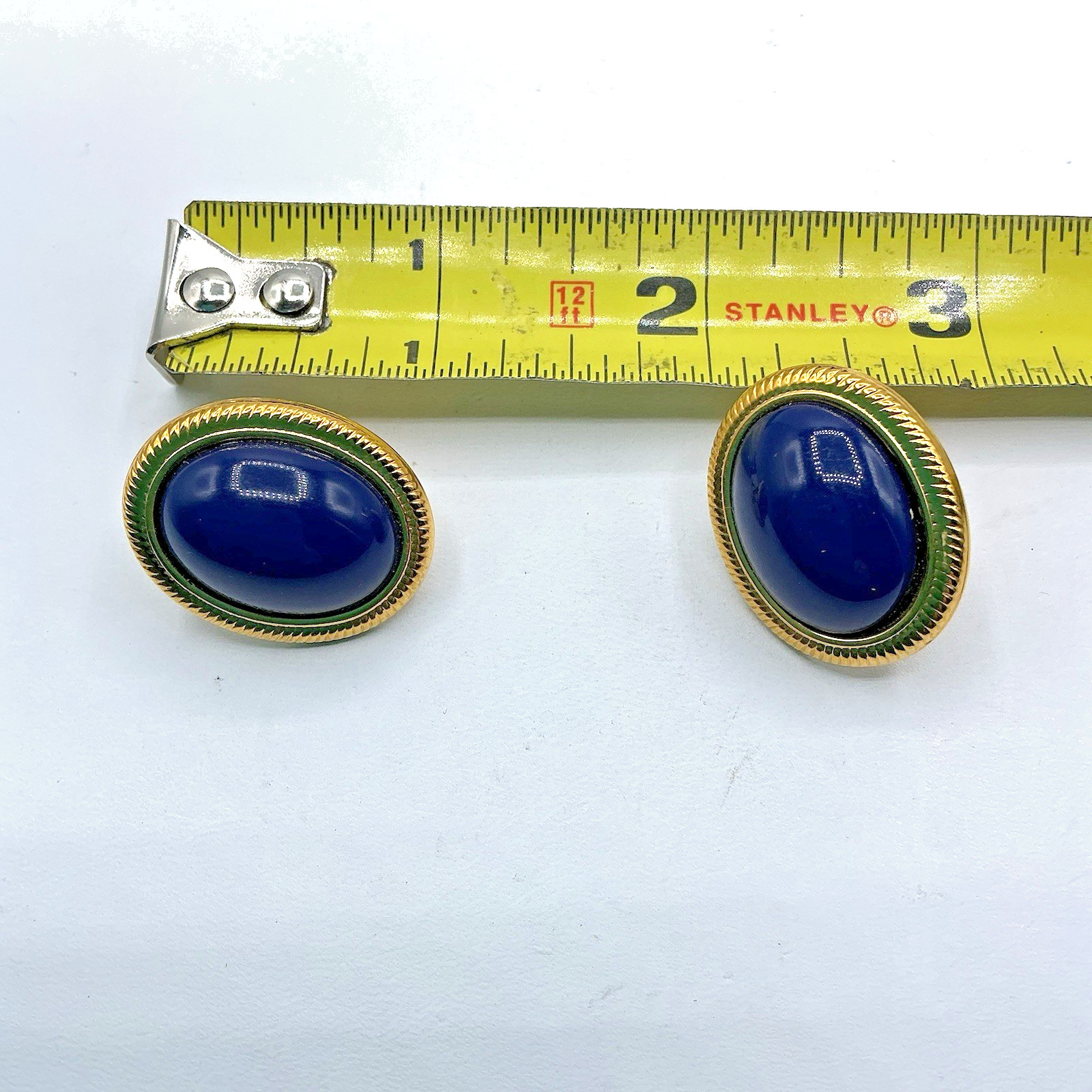 Napier Gold Tone Blue Cabochon Oval Adjustable Screw Back Clip On Earrings