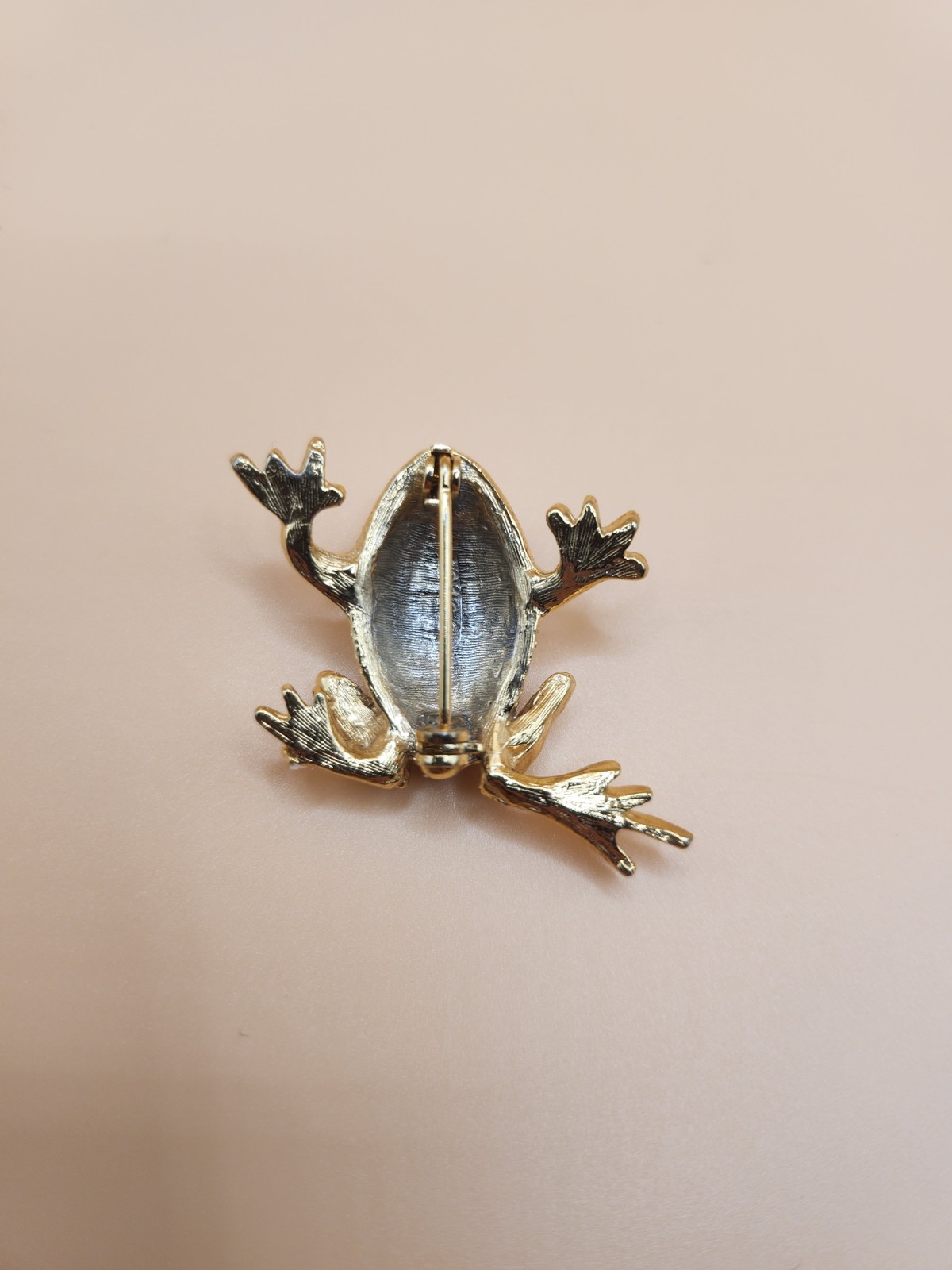 Vintage 80s Cabochon Gripoix Glass & Crystal Pavé Frog Brooch By Sphinx