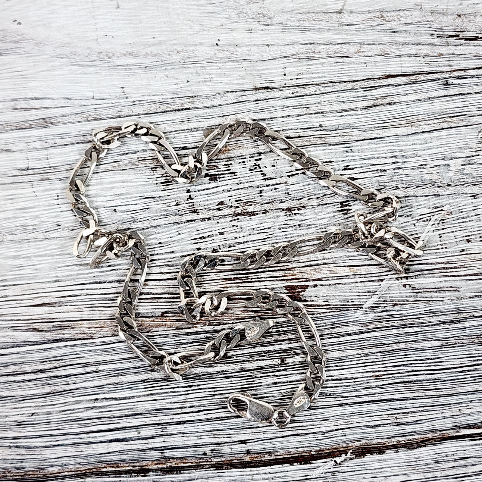VINTAGE FIGARO LINK STERLING SILVER 925 CHAIN NECKLACE 16″ RETRO