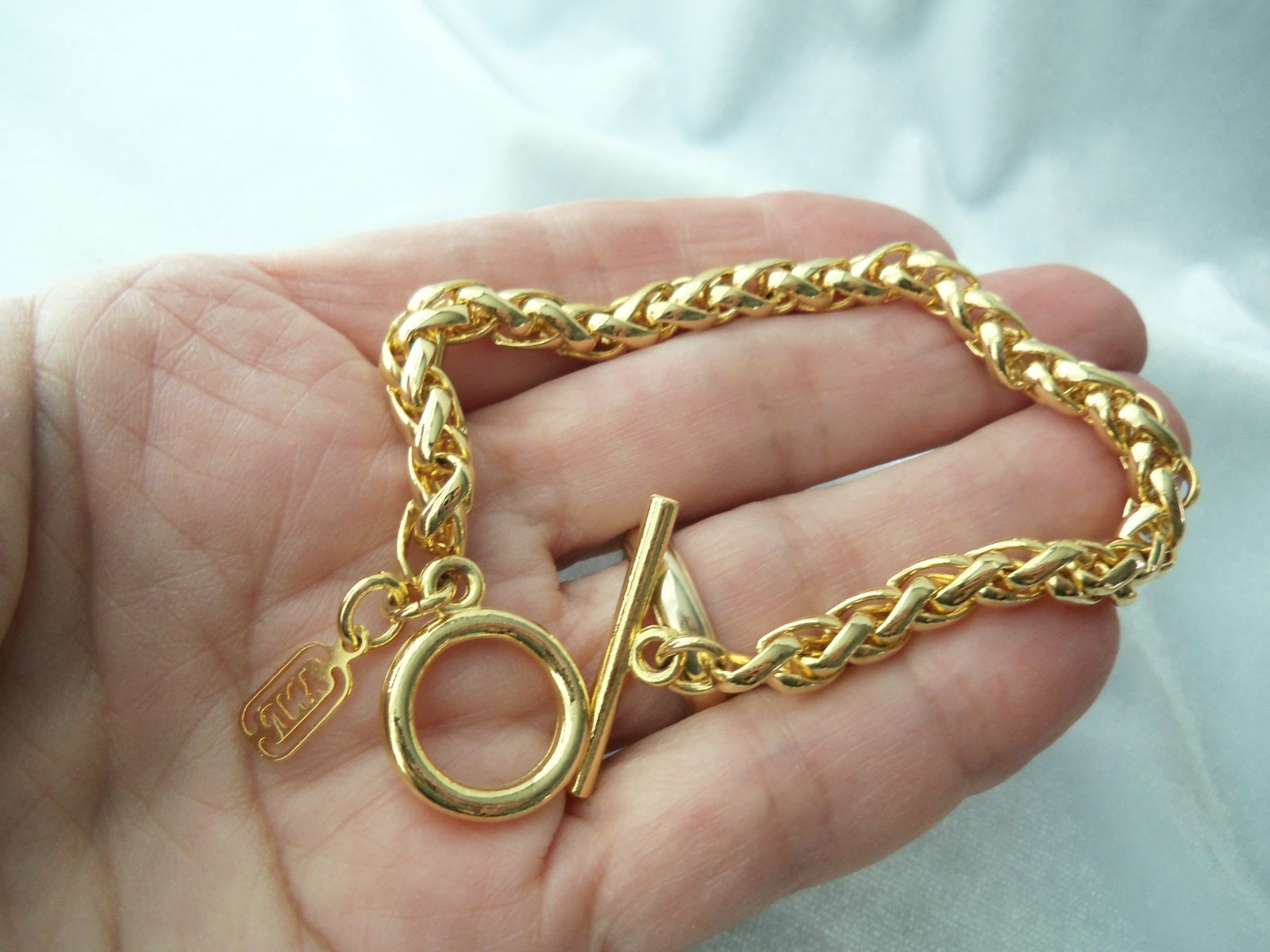 JNY Jones New York Gold Plated Spiga Wheat Chain Toggle Bracelet