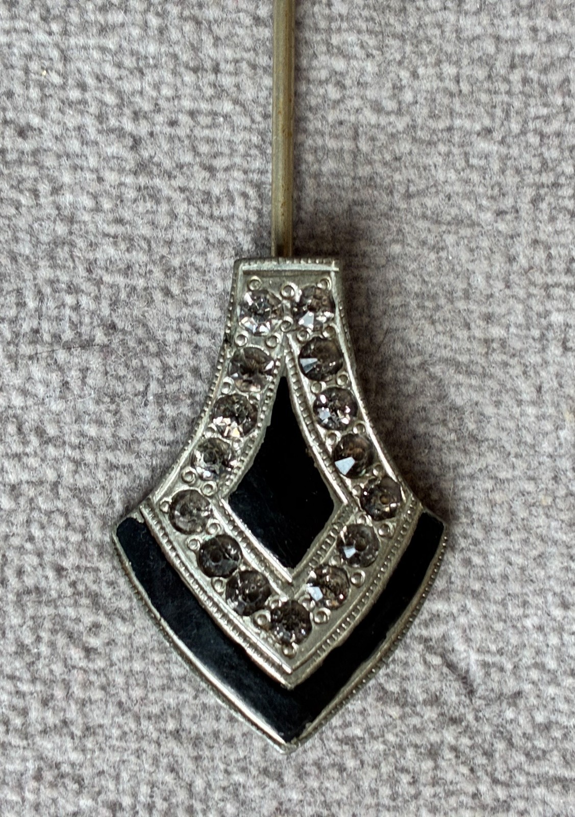Art Deco Rhinestone Enamel Convertible Dress Clips 3 1/2″ long Bar Brooch Pair