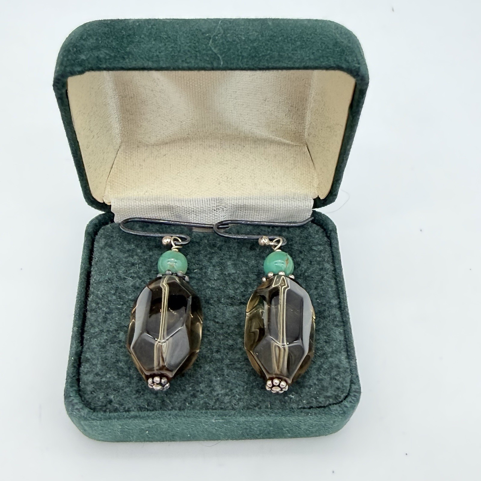 Vintage SX Sterling Silver 925 Smoky Quartz Earrings Large Dangle Statement HSN