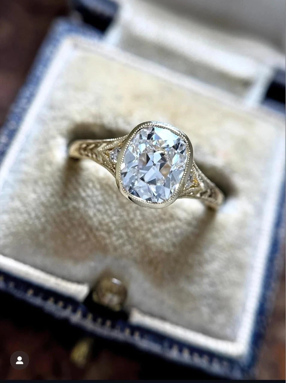 2.50Ct Art Deco Lab Created Cushion Cut Diamond Engagement Ring 14K Gold Finish