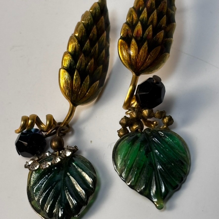 Vintage Earrings Floral Leaves Intricate
