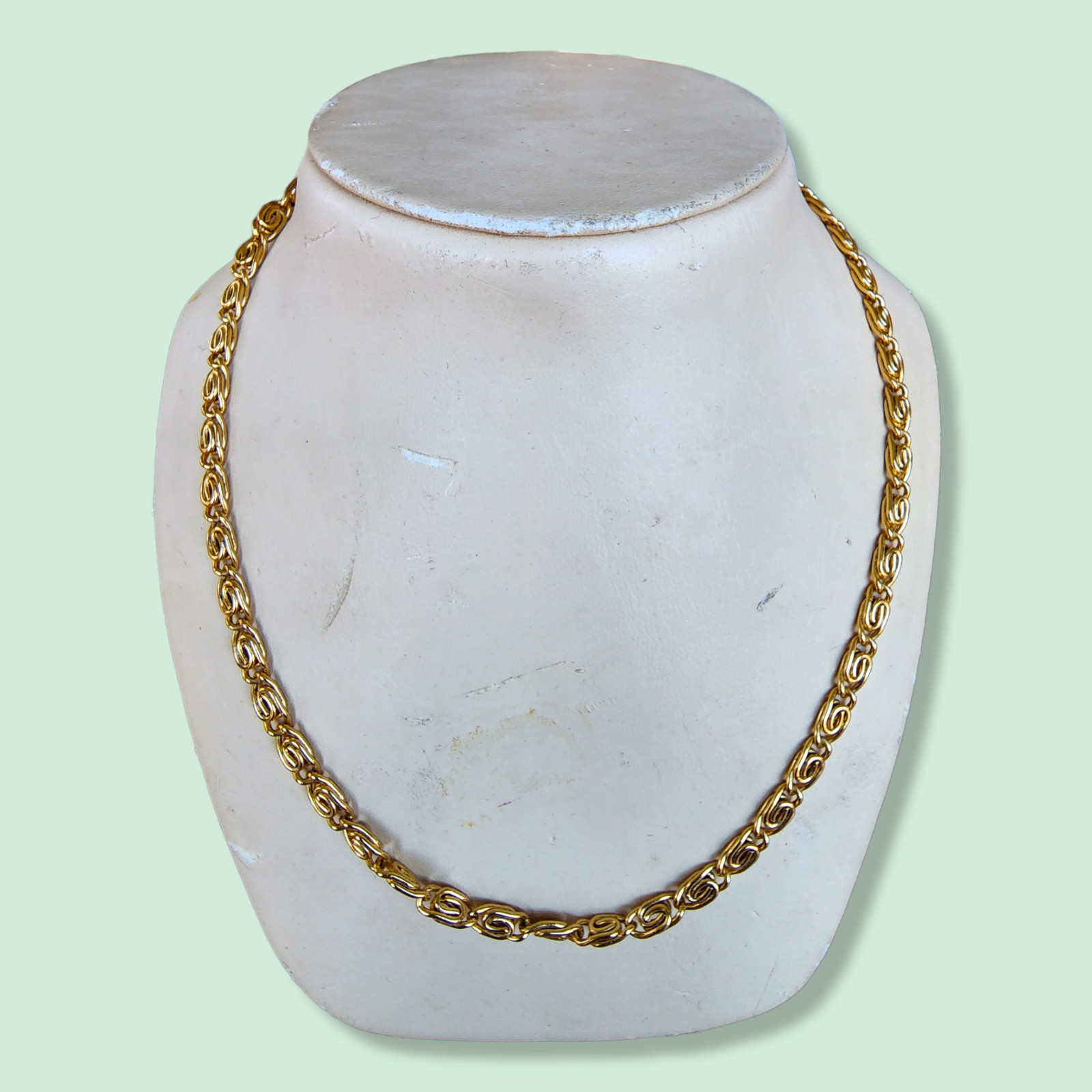 Vintage 18K Gold Plated Snail Chain Necklace (45 cm) – 1980’s – Made in UK