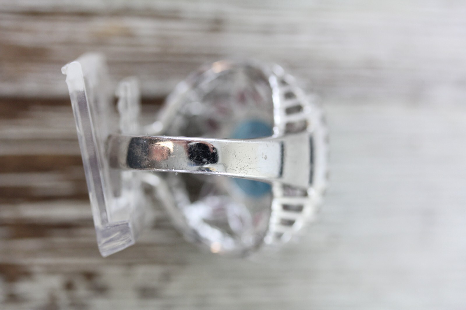 BLUE TOPAZ WHITE GARNET GEMSTONE STERLING SILVER 925 RING 7 NATURAL DESIGNER