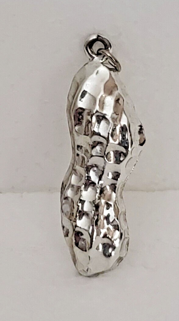 PEANUT CHARM ~ VINTAGE ~ SILVER TONE ~ 1 1/2 INCH