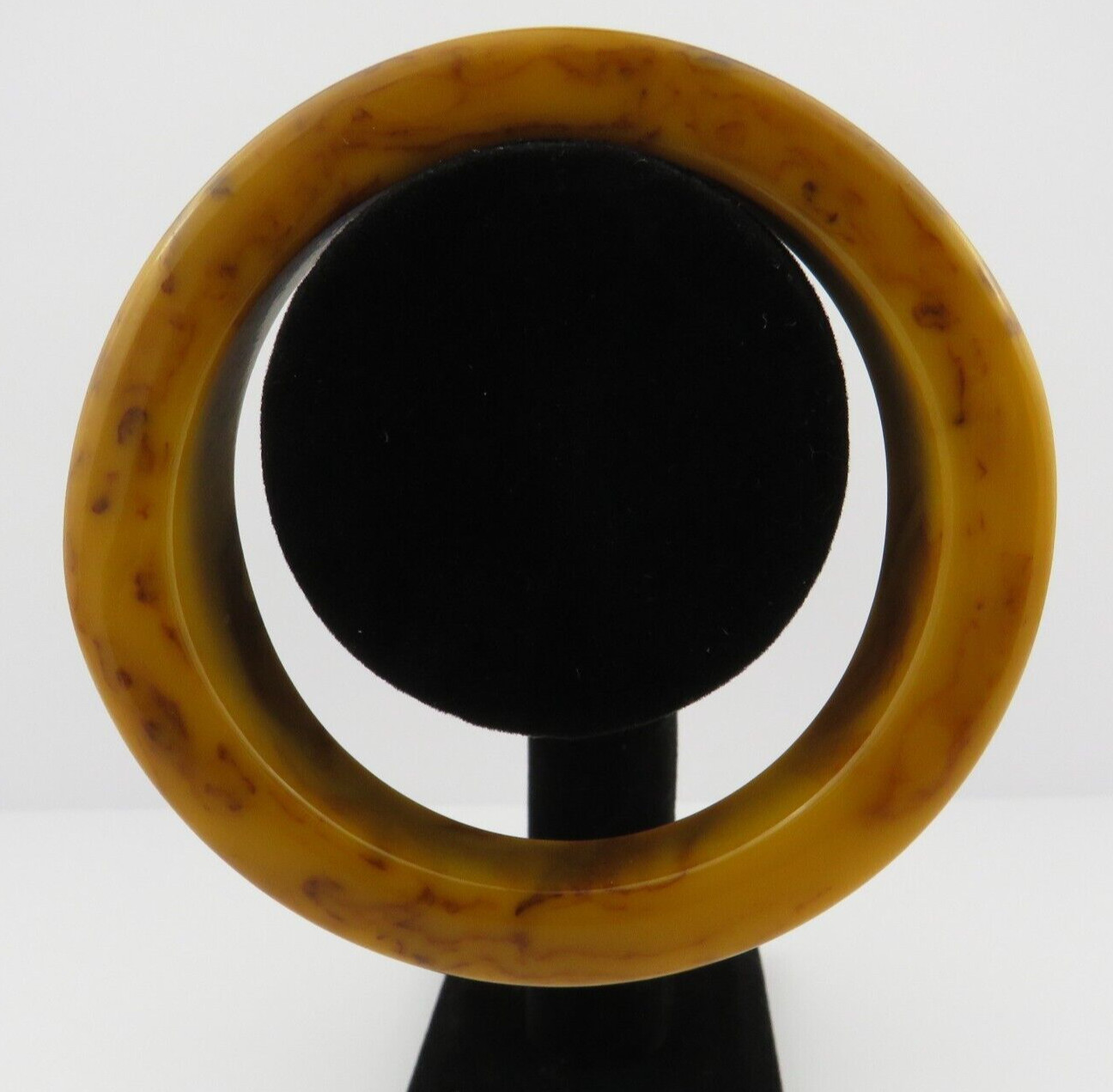 Vtg.Bakelite Chunky Wavy Bangle Bracelet Butterscotch/Choco Swirl retro Jewelry