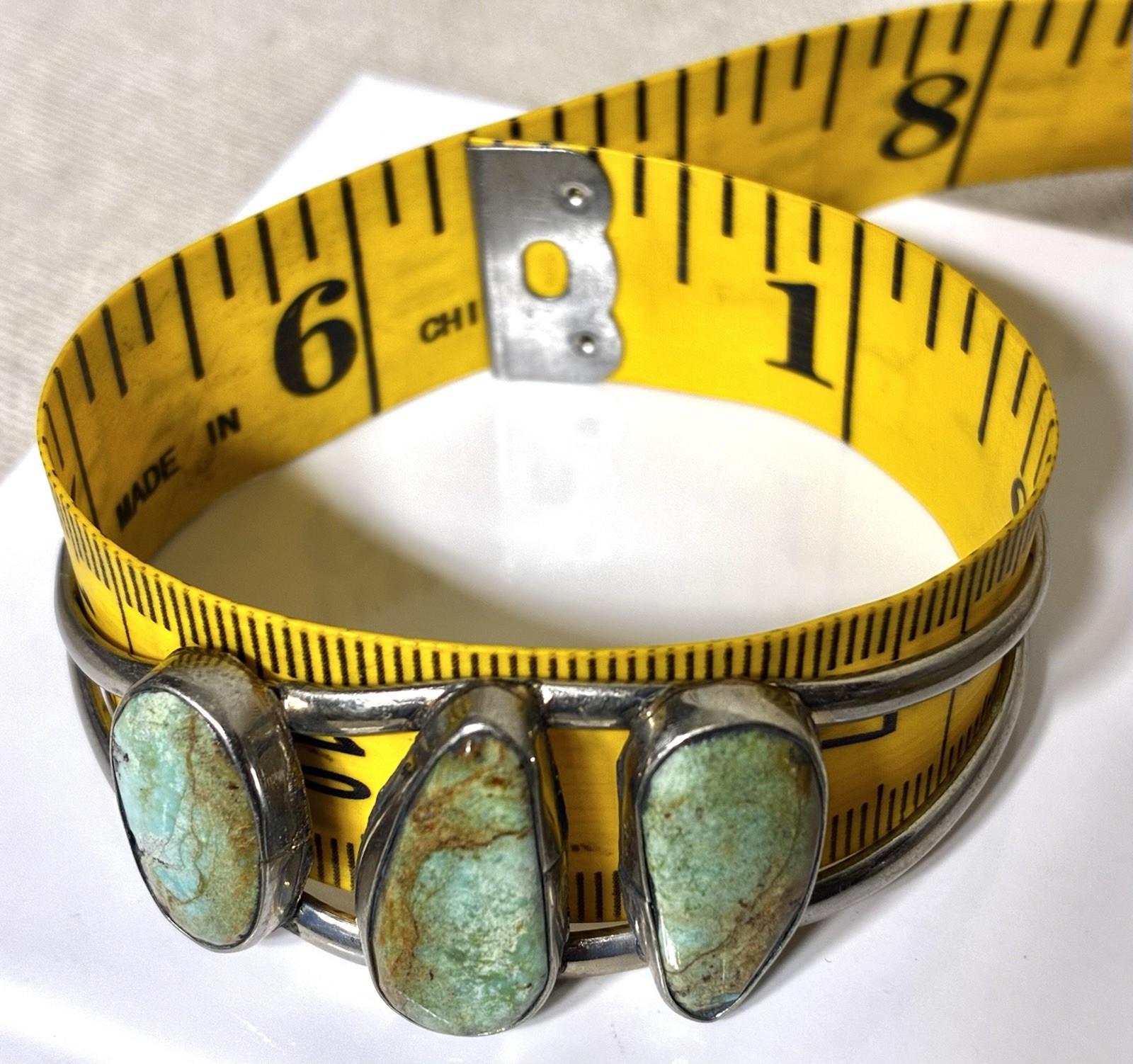 Alpaca Mexico Silver Cuff Bracelet Turquoise Adjustable