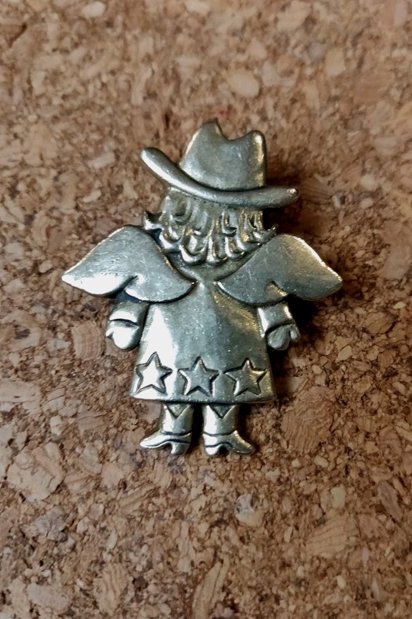 Jeep Collins Brass LARGE Statement Pendant Women Guardian Angel Cowgirl Jewelry