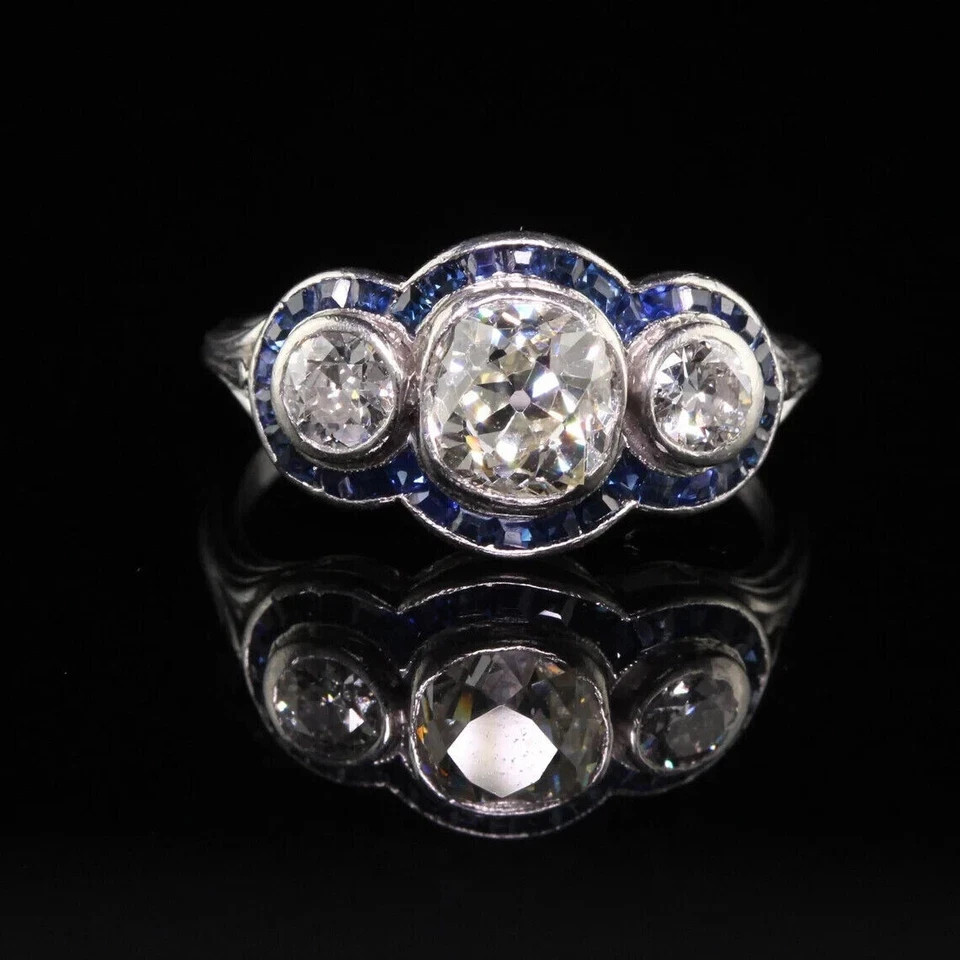 2.55Ct Art Deco Style Lab-Created Diamond Engagement 14k white Gold Finish Ring