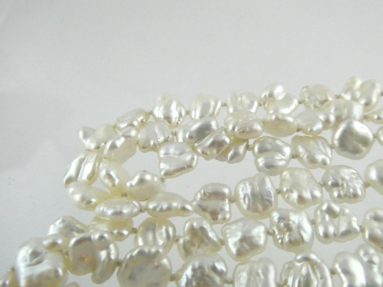 Vintage Hand Knotted Baroque Shape Freshwater Pearl Necklace No Clasp
