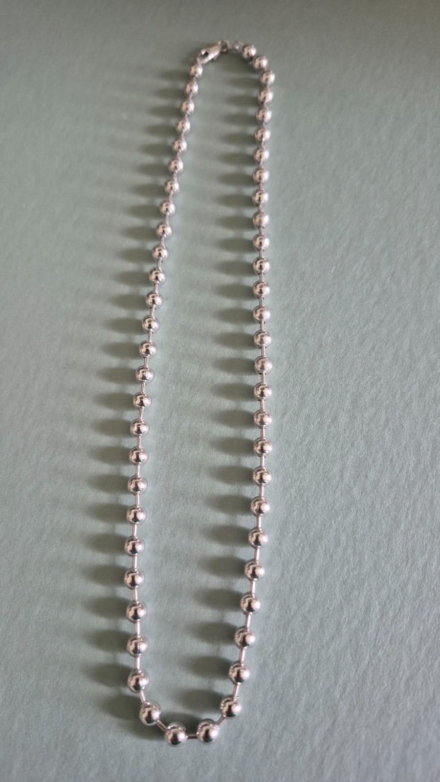 Older Sterling Silver 5mm Ball Bead Chain Necklace or Choker 16″ – 22.2gms