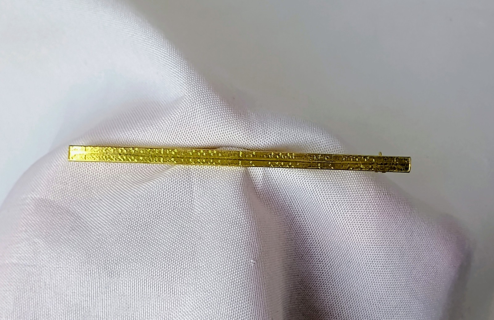 Vintage Unmarked Etched Gold Filled Elongated Brooch Pin 2.25″