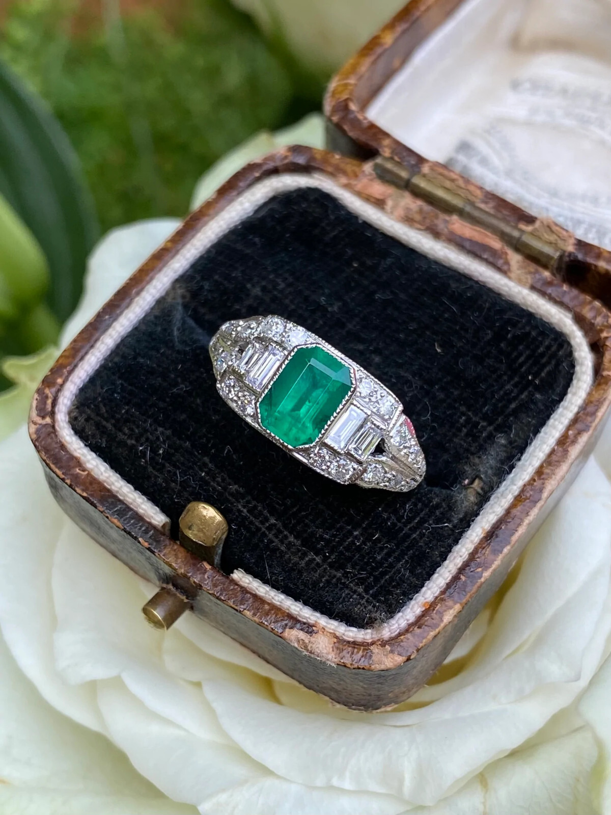 1 Ct Green Emerald Cut CZ Antique Art Deco Engagement & Wedding 925 Silver Ring