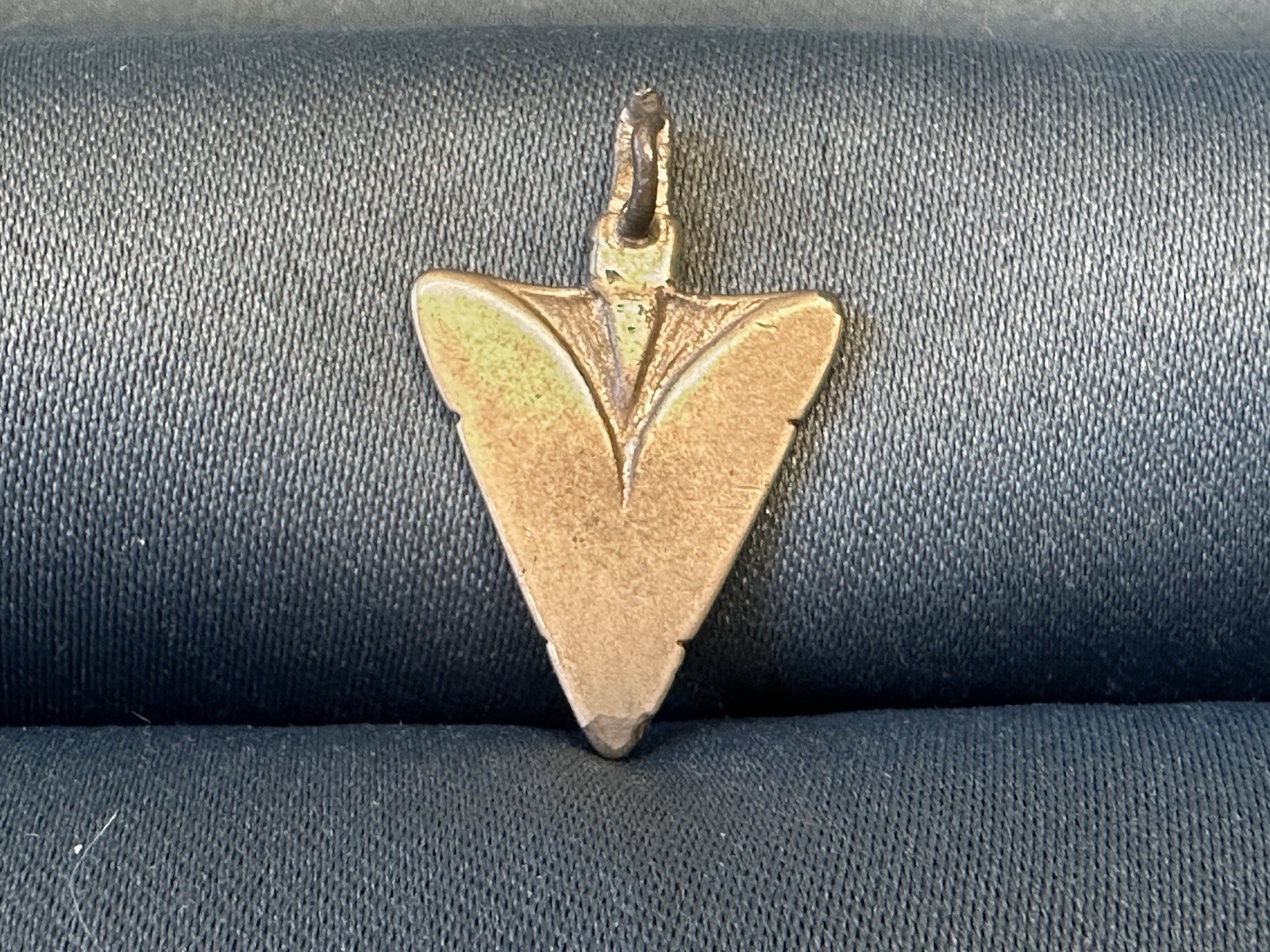 Vintage Arrowhead Amulet Pendant Unstamped Silver Plated with Turquoise Inlay