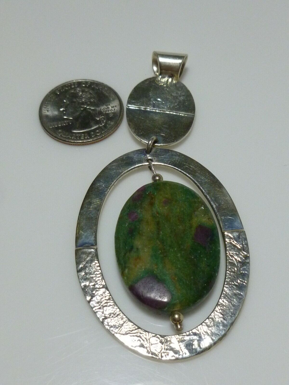 DOMINIQUE DINOUART DDD ZOISITE STERLING SILVER EXTRA LARGE DANGLE PENDANT NEW