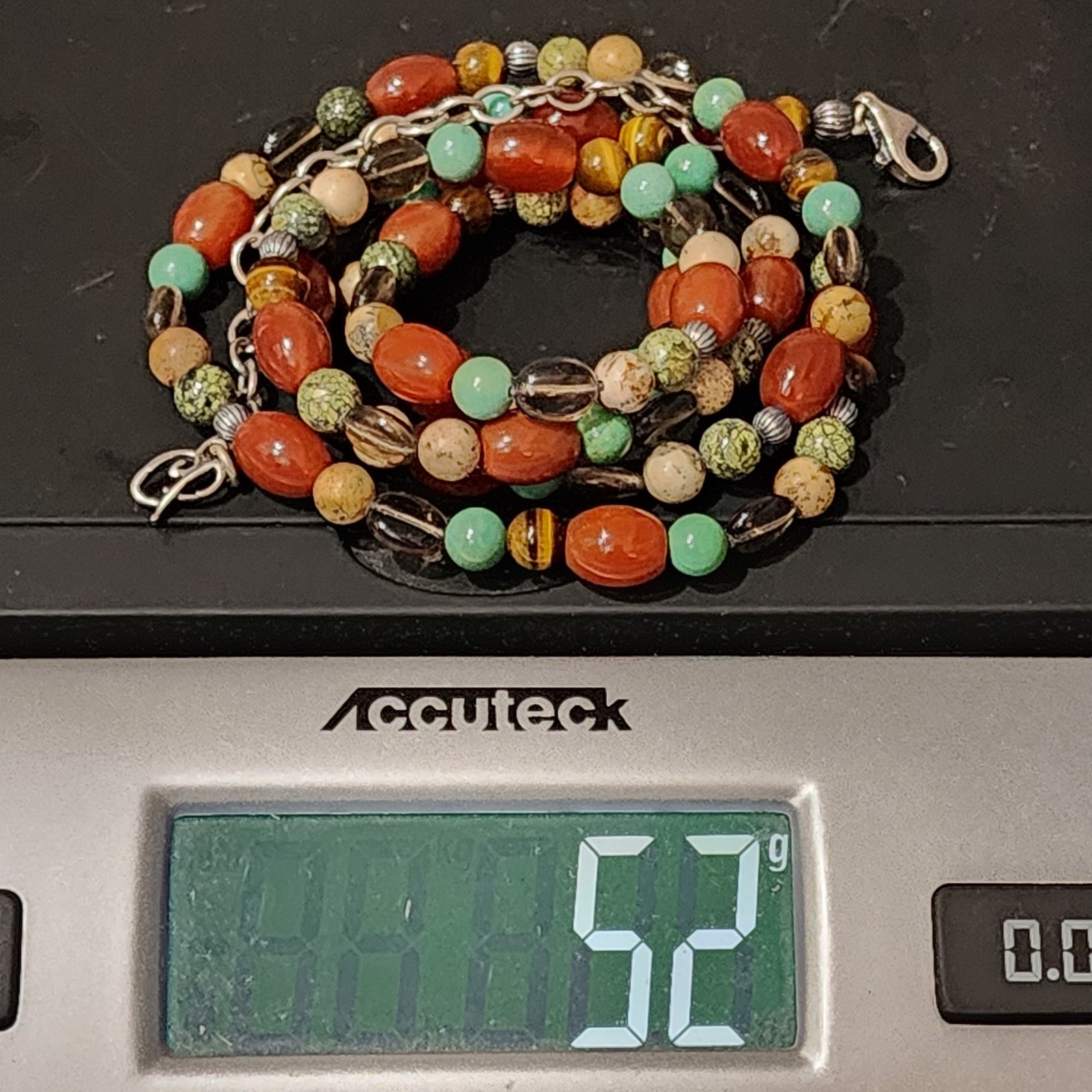 Carolyn Pollack 925 Sterling Multicolor Stones Beaded Necklace 26″ – 52g