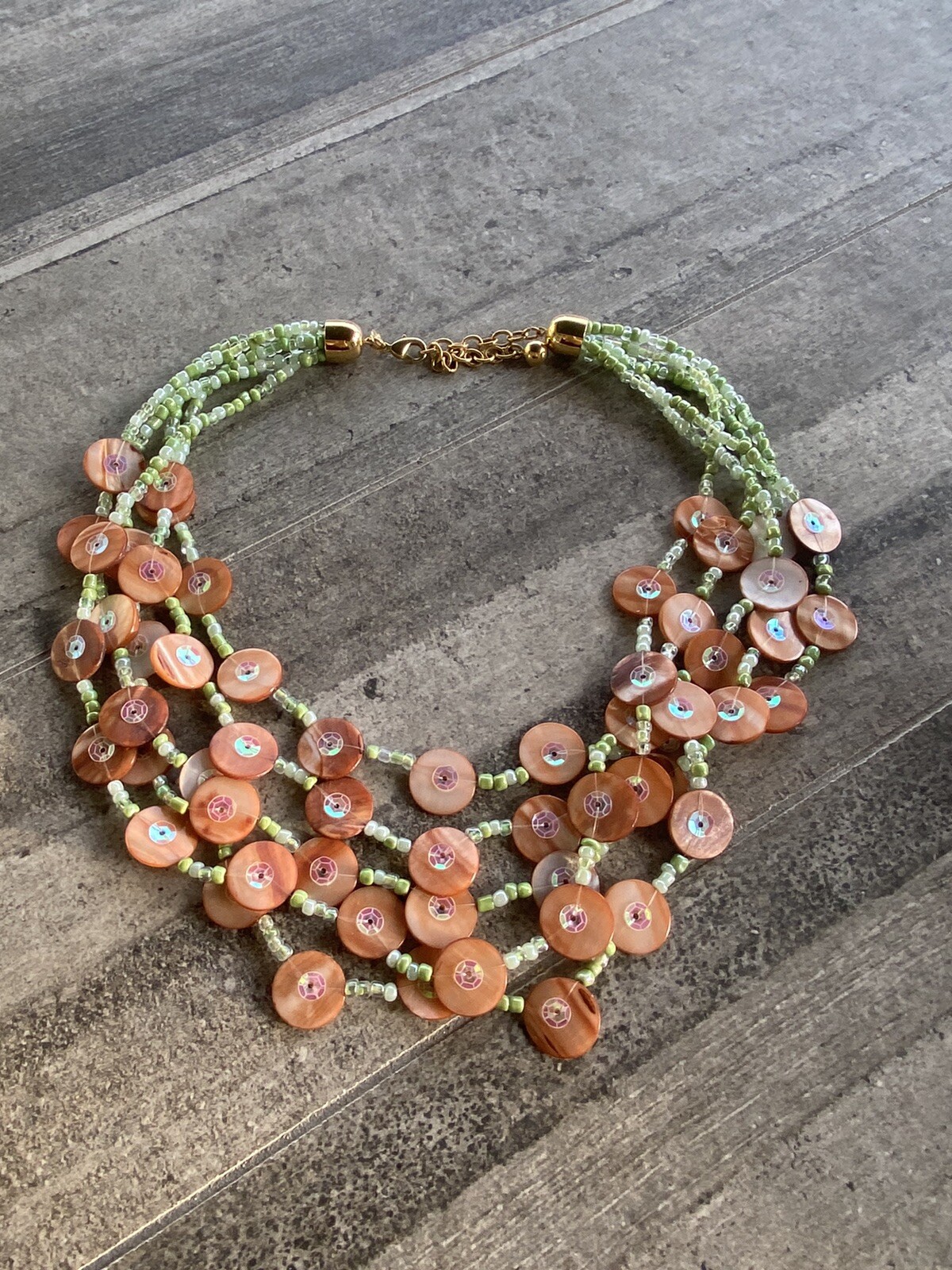Joan Rivers Mother-of-Pearl Discs Glass Beads Multi-Strand Necklace 20”+3”
