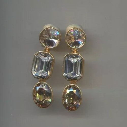 OSCAR DE LA RENTA CLEAR TOPAZ BEVELED EARRINGS usa