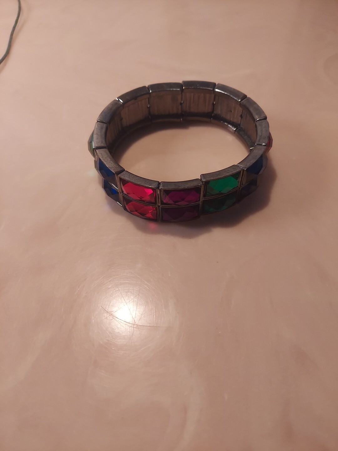Vintage Costume Jewelry – Heart & Round Shaped Necklace, Multicolor Bracelet