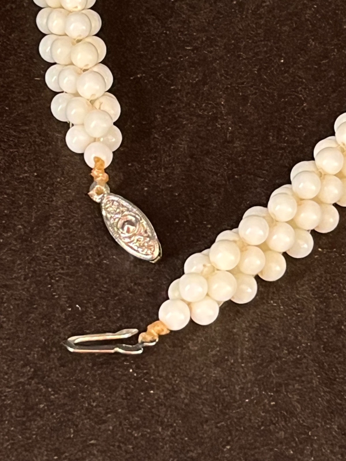 Vintage White to Peach Salmon Color Woven Coral Necklace from Japan