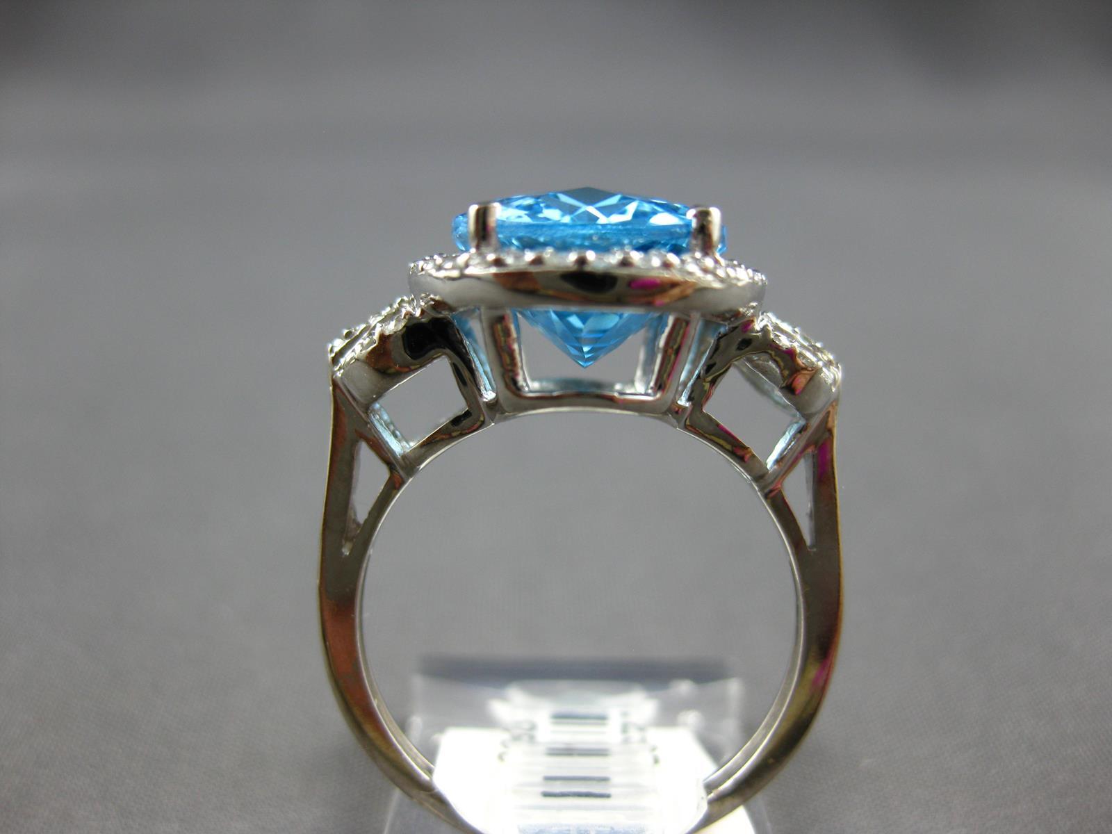 LARGE 4.5CT DIAMOND & AAA BLUE TOPAZ 14KT WHITE GOLD 3D OVAL & ROUND FUN RING