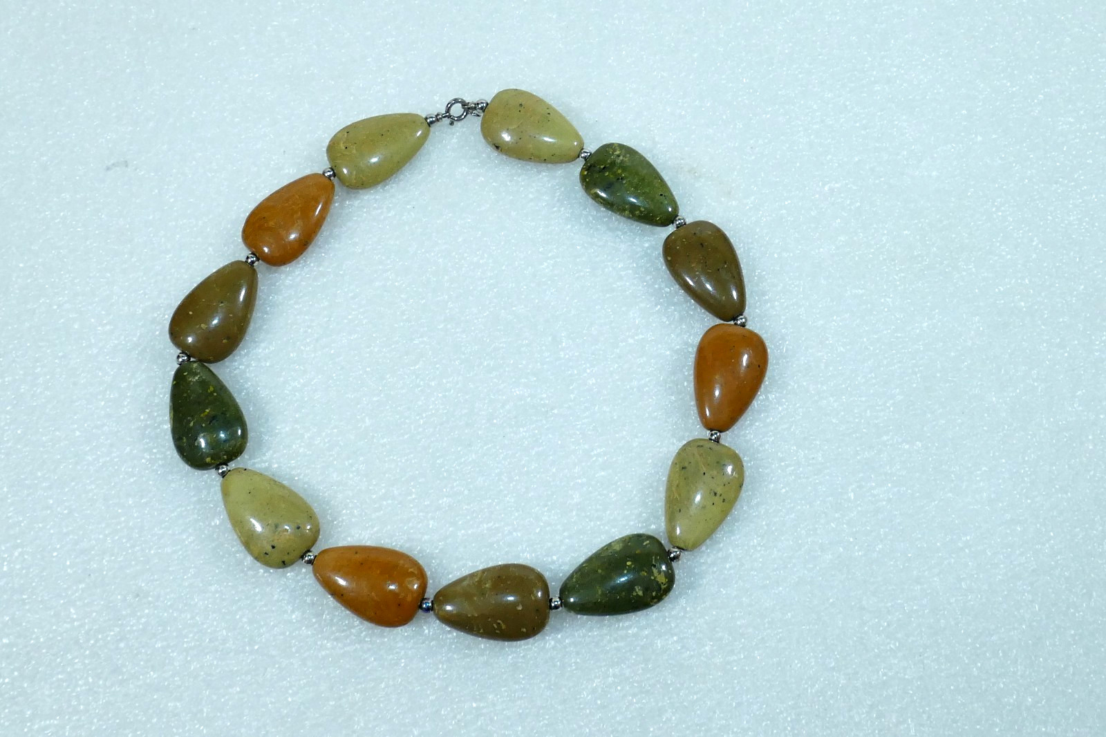 Faux Polished Jasper Gemstones Fashion Statement Choker Necklace Earthtones