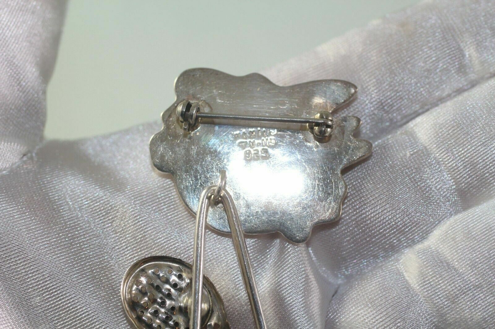 Vintage Mexico TV-119 Tennis Person Moving part brooch Sterling