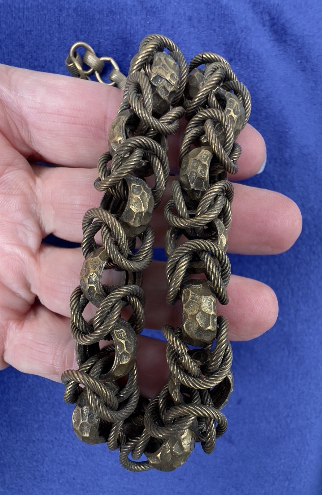VTG HENKEL & GROSSE Victorian Revival Rhinestone & Art Glass Fob Necklace RUNWAY