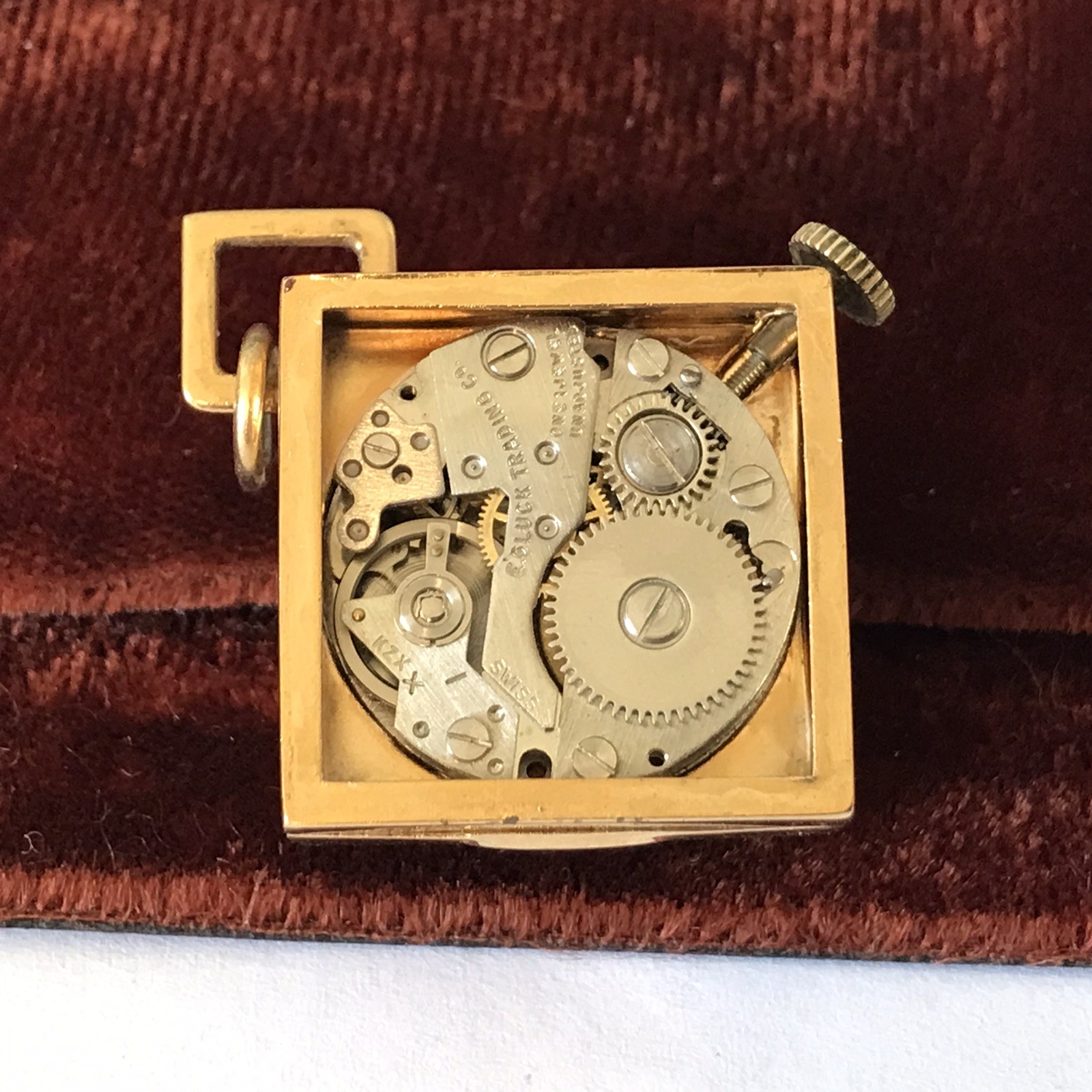 Lucerno Manual 22mm 1 Jewel Crystal Cube Pendant Watch RUNS