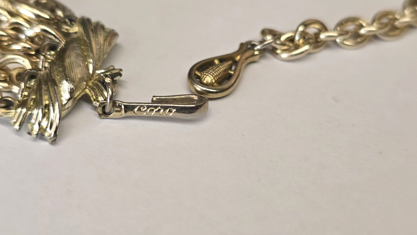 Vintage Coro Signed Multi Row Lightweight Chunky Chain Necklace Gold Tone