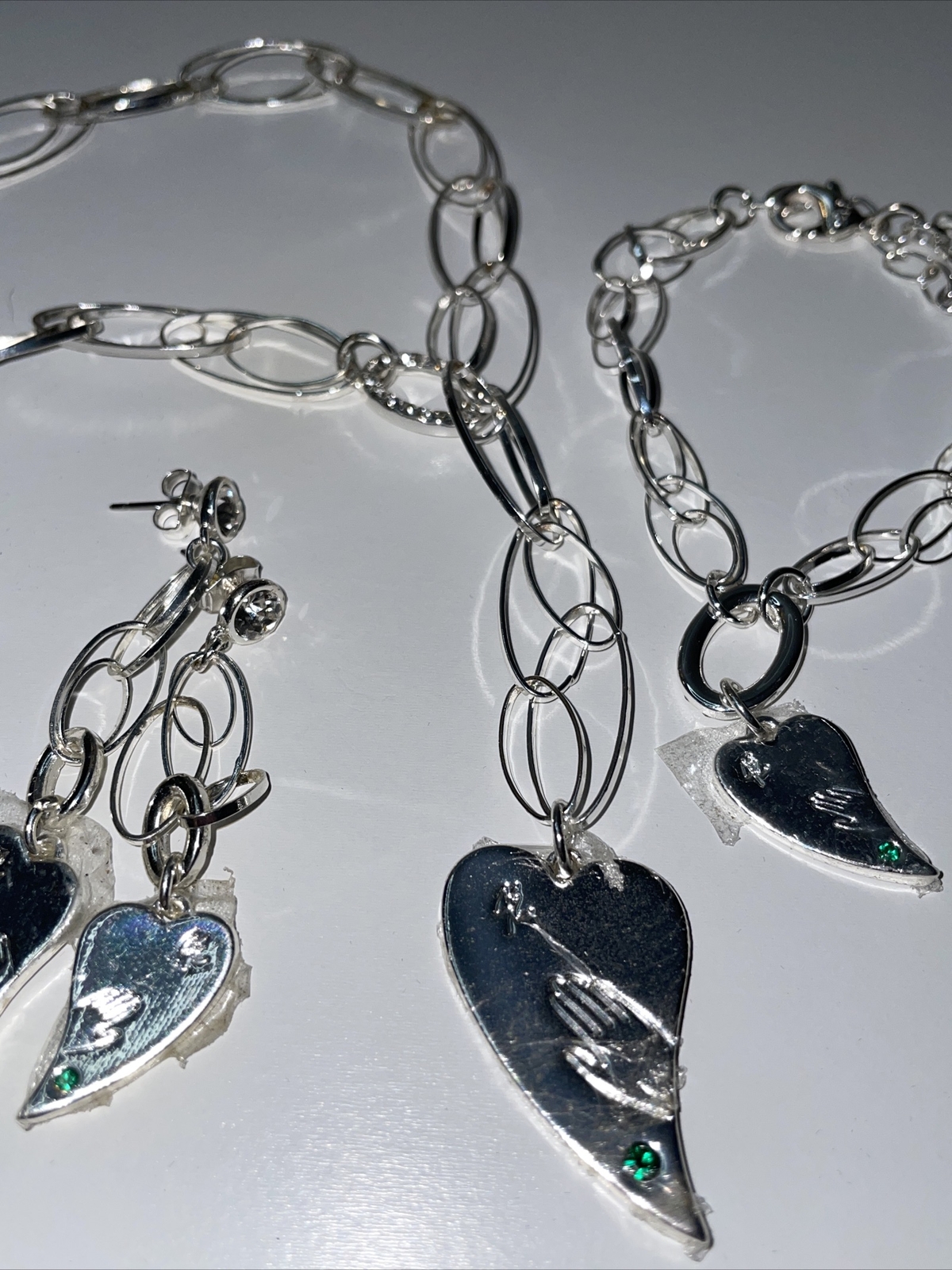 HSN Evolve John Edward Silvertone Hand On My Heart Fashion Jewelry Set READ A311