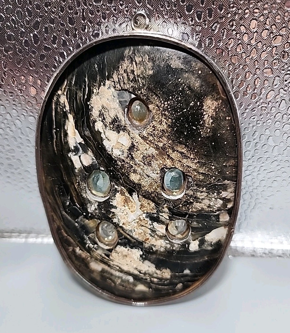 Vintage Silver Modern Style Oval Gemstone Pandant