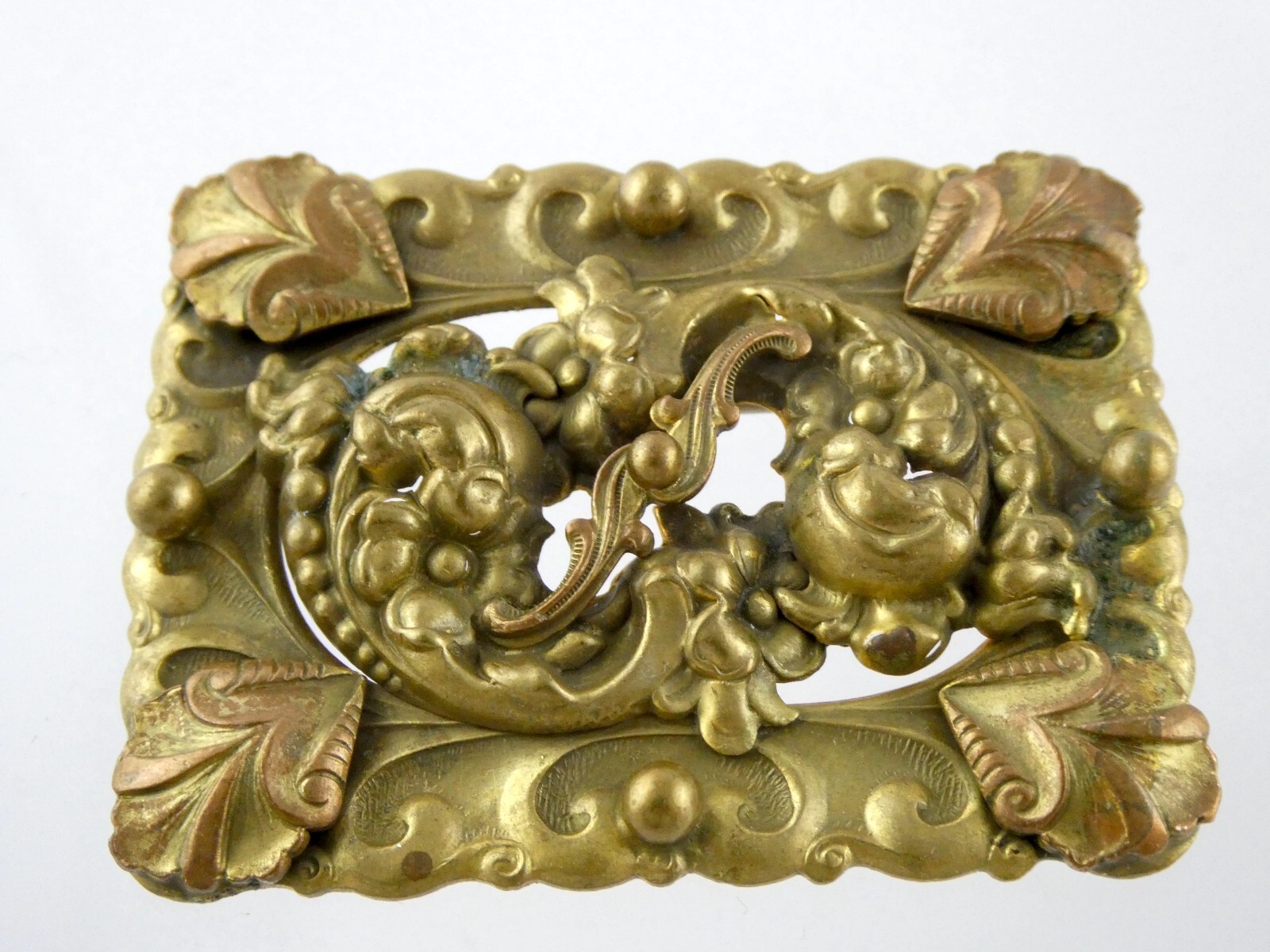 Vintage Brass Goldtone Belt Buckle Style Brooch or Pin Unsigned 25g 2 3/8 Inches